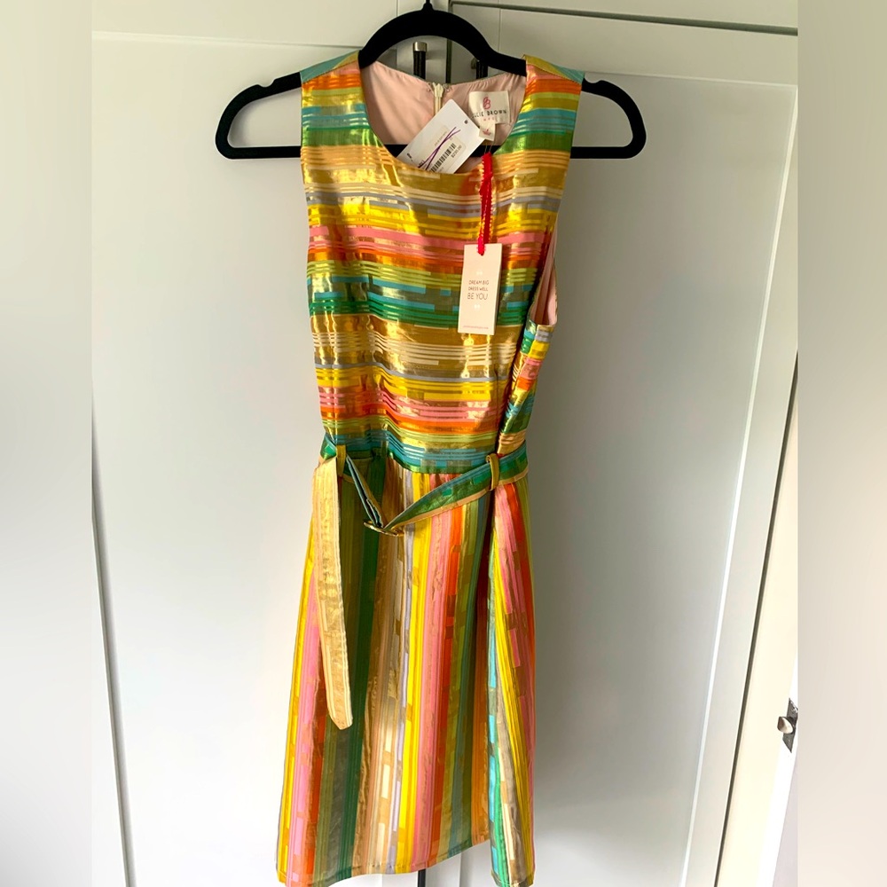JB Julie Brown NYC women’s 8 belted Lori dress color Candy Cane. NWT.